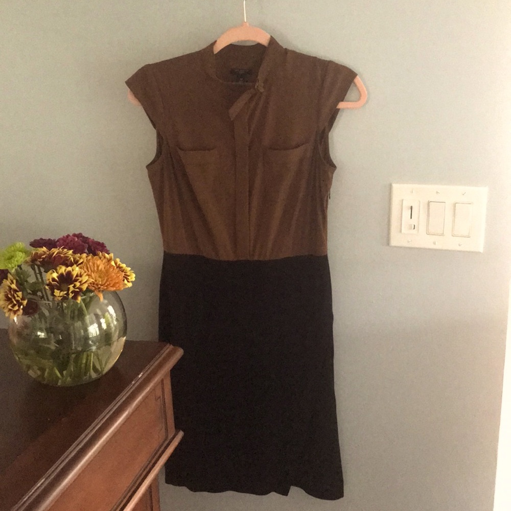 Color block brown and black dress